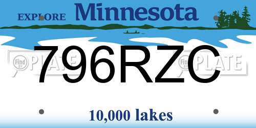 796RZC Minnesota License Plate