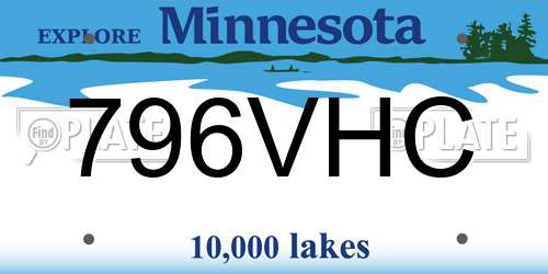 796VHC Minnesota License Plate