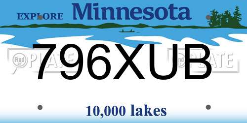 796XUB Minnesota License Plate