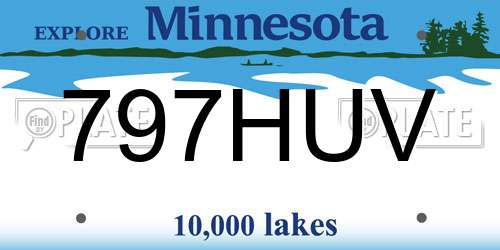 797HUV Minnesota License Plate