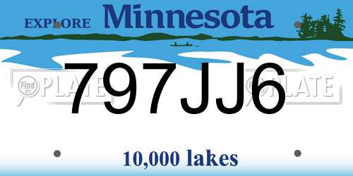 797JJ6 Minnesota License Plate
