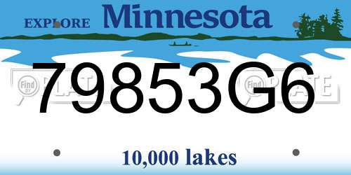 79853G6 Minnesota License Plate