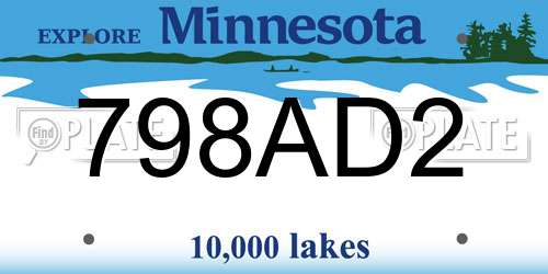 798AD2 Minnesota License Plate
