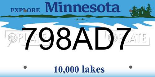 798AD7 Minnesota License Plate