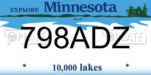798ADZ Minnesota License Plate
