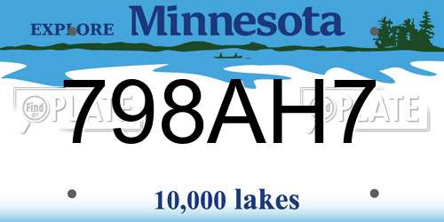 798AH7 Minnesota License Plate