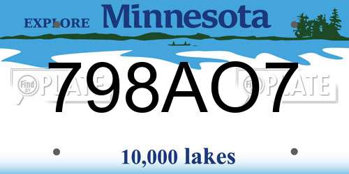 798AO7 Minnesota License Plate