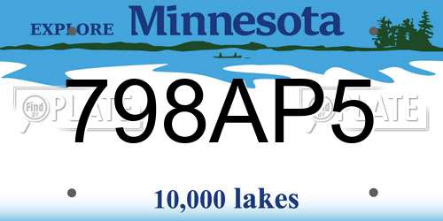 798AP5 Minnesota License Plate