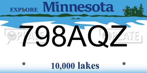 798AQZ Minnesota License Plate