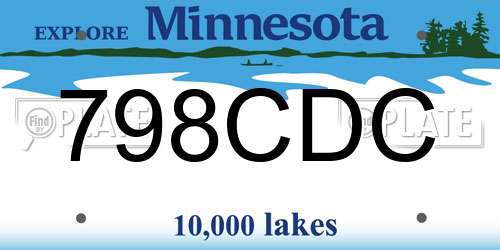 798CDC Minnesota License Plate
