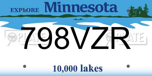 798VZR Minnesota License Plate
