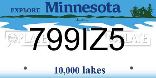 799IZ5 Minnesota License Plate