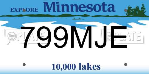 799MJE Minnesota License Plate