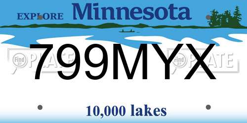 799MYX Minnesota License Plate