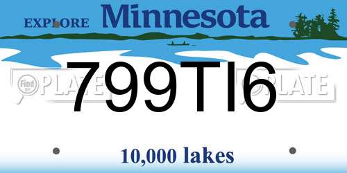 799TI6 Minnesota License Plate