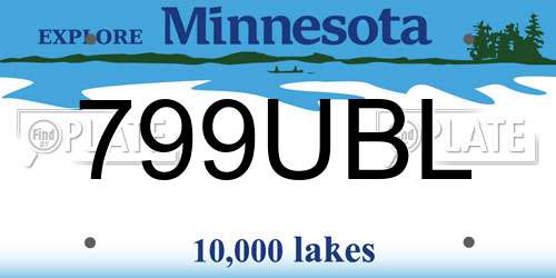 799UBL Minnesota License Plate