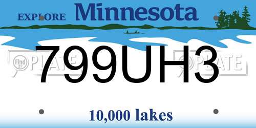 799UH3 Minnesota License Plate