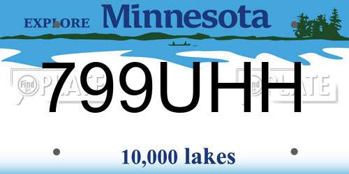 799UHH Minnesota License Plate