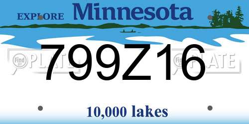 799Z16 Minnesota License Plate
