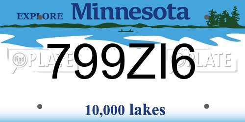 799ZI6 Minnesota License Plate