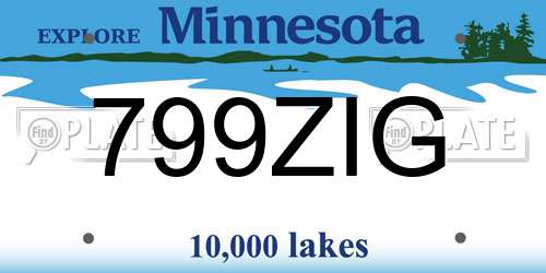 799ZIG Minnesota License Plate