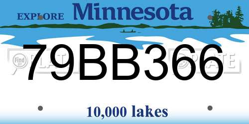 79BB366 Minnesota License Plate