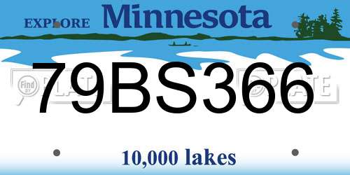 79BS366 Minnesota License Plate