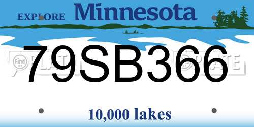 79SB366 Minnesota License Plate