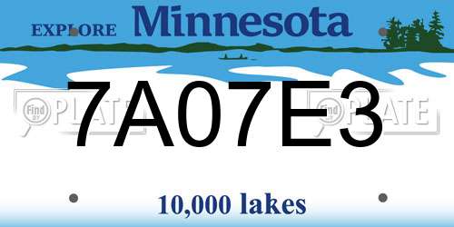 7A07E3 Minnesota License Plate