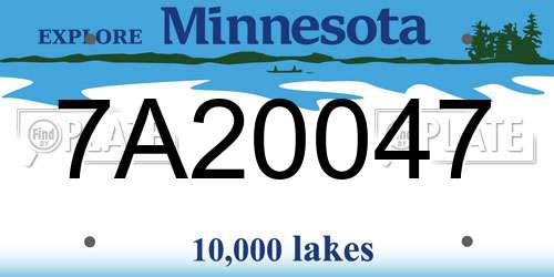 7A20047 Minnesota License Plate
