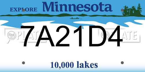 7A21D4 Minnesota License Plate