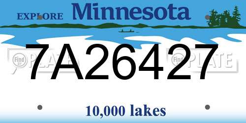 7A26427 Minnesota License Plate