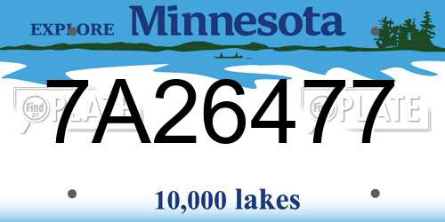 7A26477 Minnesota License Plate