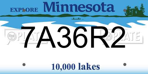7A36R2 Minnesota License Plate
