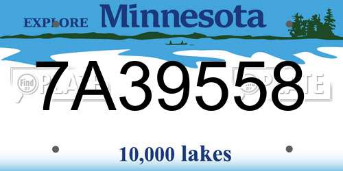 7A39558 Minnesota License Plate