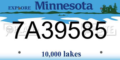 7A39585 Minnesota License Plate