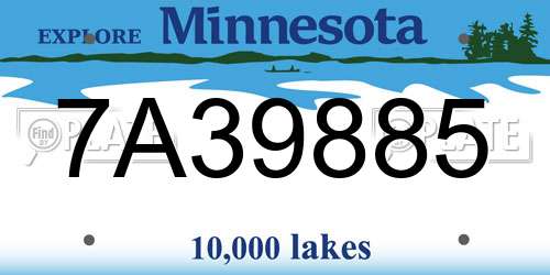 7A39885 Minnesota License Plate