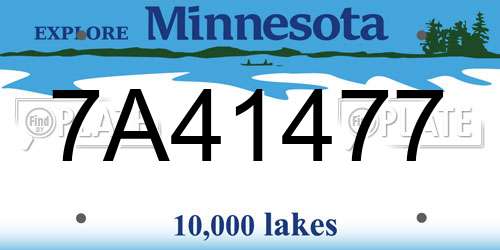 7A41477 Minnesota License Plate