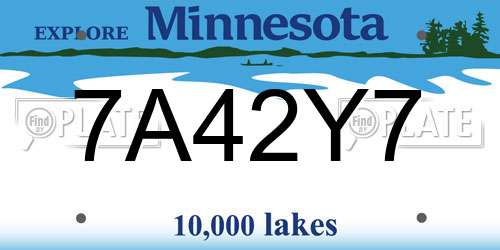 7A42Y7 Minnesota License Plate