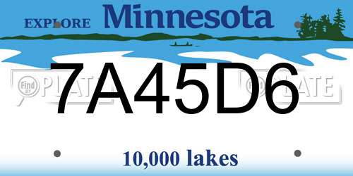 7A45D6 Minnesota License Plate