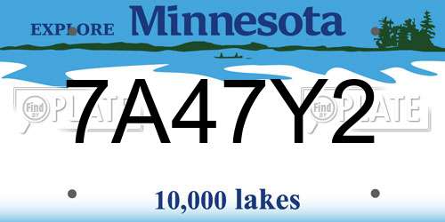 7A47Y2 Minnesota License Plate