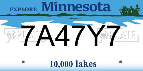 7A47Y7 Minnesota License Plate