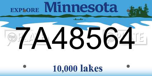 7A48564 Minnesota License Plate