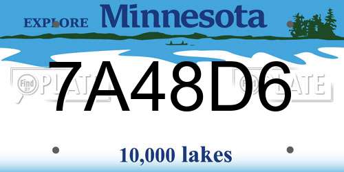 7A48D6 Minnesota License Plate