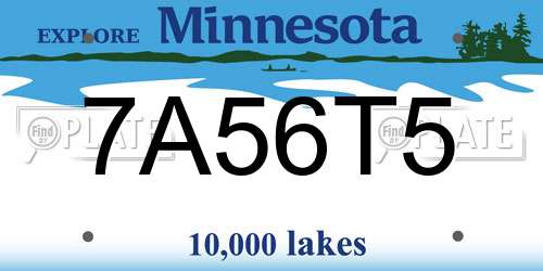 7A56T5 Minnesota License Plate