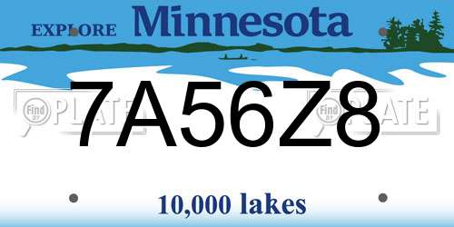 7A56Z8 Minnesota License Plate