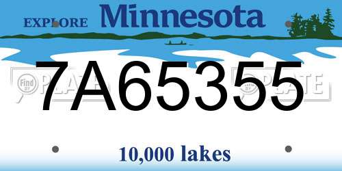 7A65355 Minnesota License Plate