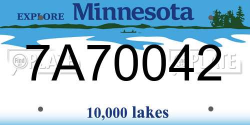 7A70042 Minnesota License Plate