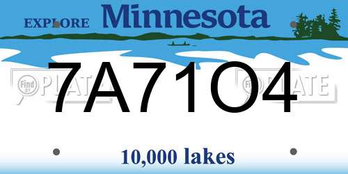 7A71O4 Minnesota License Plate