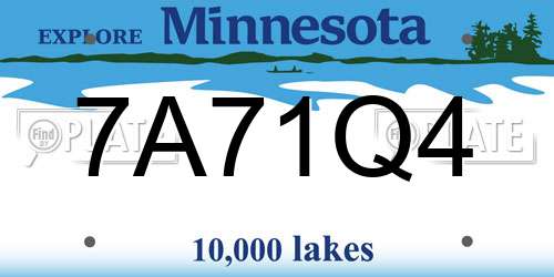 7A71Q4 Minnesota License Plate